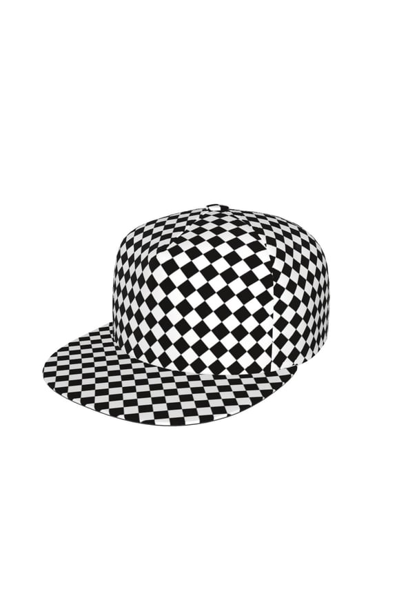 Unisex Snapback Hats Checkerboard Chess Adjustable Flat Bill Baseball Cap Dancing Hip Hop Cap