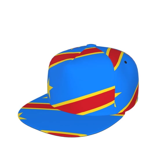 Unisex Snapback Hats Congo Flag Adjustable Flat Bill Baseball Cap Dancing Hip Hop Cap
