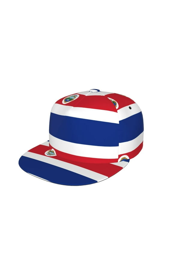 Unisex Snapback Hats Costa-Rican-Flag Adjustable Flat Bill Baseball Cap Dancing Hip Hop Cap