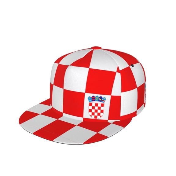 Unisex Snapback Hats Croatian-Flag Pattern Adjustable Flat Bill Baseball Cap Dancing Hip Hop Cap
