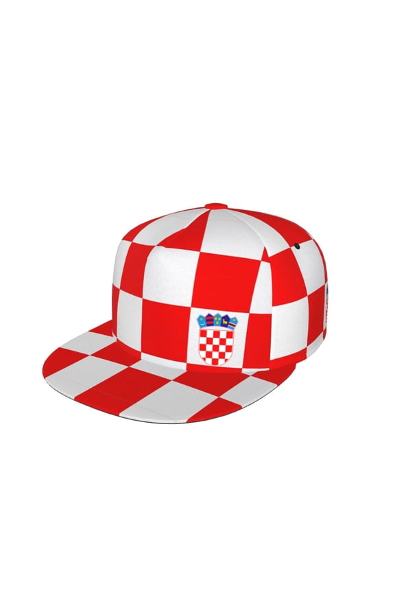 Unisex Snapback Hats Croatian-Flag Pattern Adjustable Flat Bill Baseball Cap Dancing Hip Hop Cap
