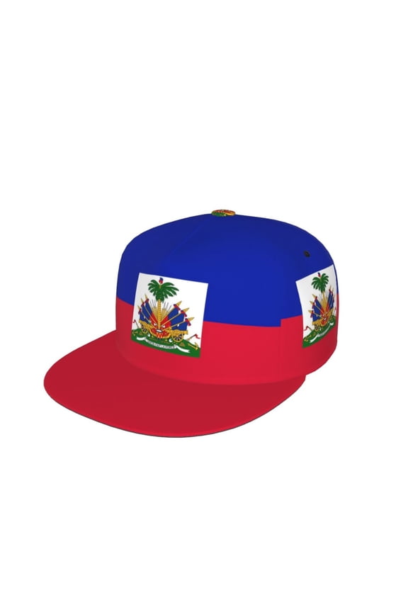 Unisex Snapback Hats Haitian Flag Pattern Adjustable Flat Bill Baseball Cap Dancing Hip Hop Cap