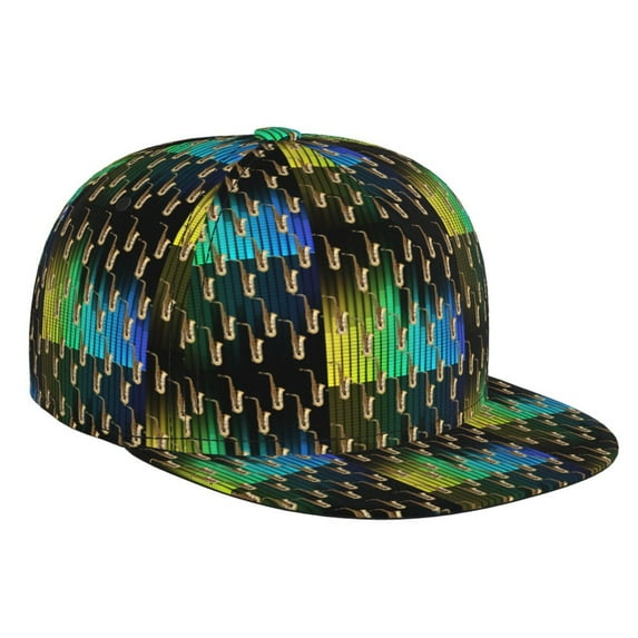 Unisex Snapback Hats Music Saxophone Musical Instruments Adjustable Flat Bill Baseball Cap Dancing Hip Hop Cap
