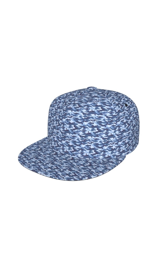 Unisex Snapback Hats Navy Digital Blue Camouflage Adjustable Flat Bill Baseball Cap Dancing Hip Hop Cap