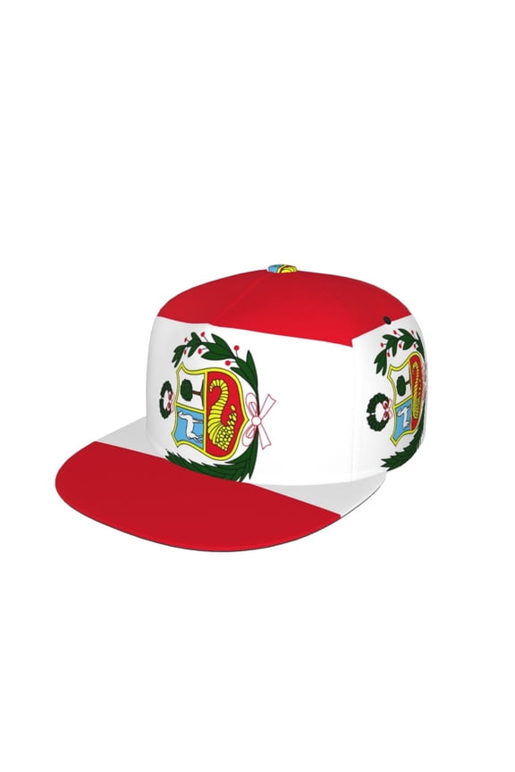 Unisex Snapback Hats Peru Flag Adjustable Flat Bill Baseball Cap Dancing Hip Hop Cap