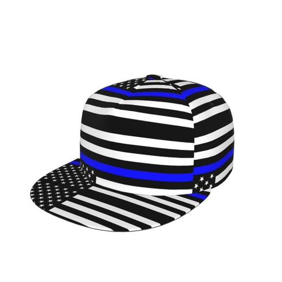 Unisex Snapback Hats Police Thin Blue Line Flag Adjustable Flat Bill Baseball Cap Dancing Hip Hop Cap