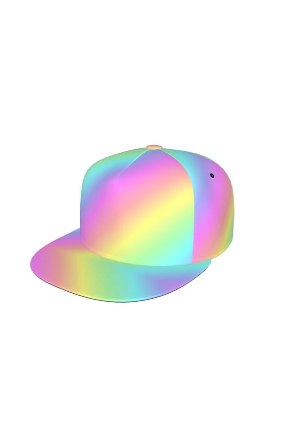 Unisex Snapback Hats Rainbow Stripe Adjustable Flat Bill Baseball Cap Dancing Hip Hop Cap