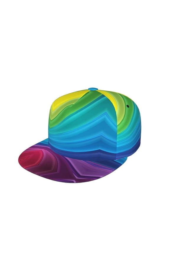 Unisex Snapback Hats Rainbow Stripes Adjustable Flat Bill Baseball Cap Dancing Hip Hop Cap