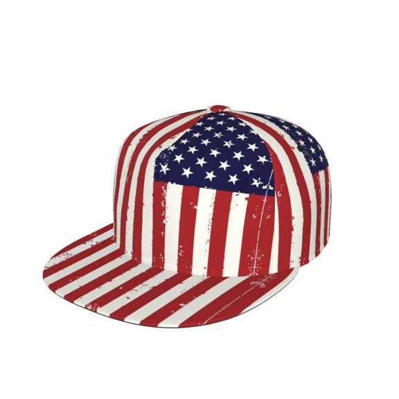 Unisex Snapback Hats Retro America Flag Adjustable Flat Bill Baseball Cap Dancing Hip Hop Cap