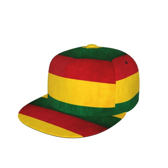 Unisex Snapback Hats Retro Reggae-Rastafarian Flag Adjustable Flat Bill Baseball Cap Dancing Hip Hop Cap