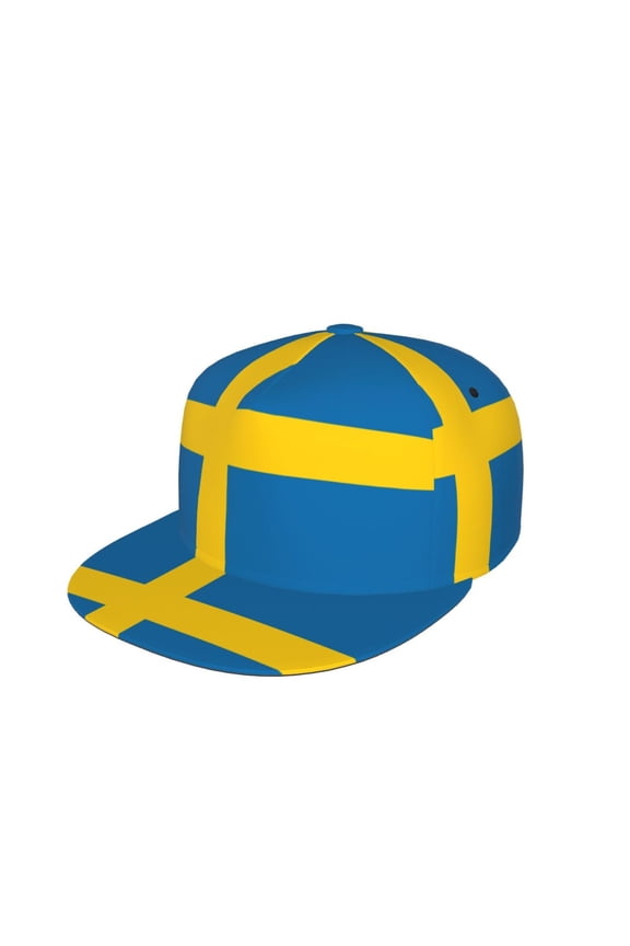 Unisex Snapback Hats Swedish Flag Adjustable Flat Bill Baseball Cap Dancing Hip Hop Cap