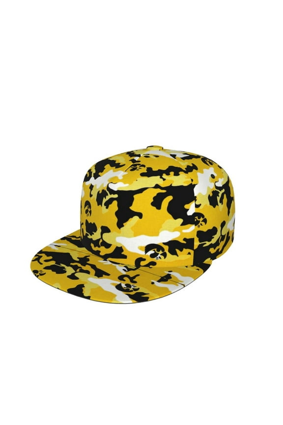 Unisex Snapback Hats Yellow Camouflage Adjustable Flat Bill Baseball Cap Dancing Hip Hop Cap