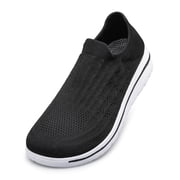 Unisex Sock Walking Shoes Wide Toe Box Slip-on Mens Running Shoe Womens Lightweight Casual Fashion Sneakers Black 10Women/8.5Men