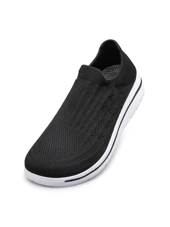 Unisex Sock Walking Shoes Wide Toe Box Slip-on Mens Running Shoe Womens Lightweight Casual Fashion Sneakers Black 10Women/8.5Men