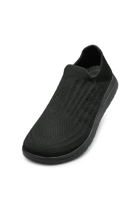 Unisex Sock Walking Shoes Wide Toe Box Slip-on Mens Running Shoe Womens Lightweight Casual Fashion Sneakers Black 12Women/10Men