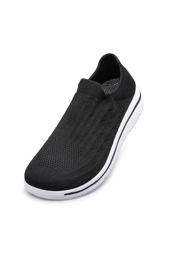 Unisex Sock Walking Shoes Wide Toe Box Slip-on Mens Running Shoe Womens Lightweight Casual Fashion Sneakers Black 14Women/12Men