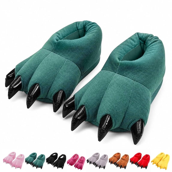 Unisex Soft Monster Claw Slippers Fun Dino Slippers Animal Paw Shoes For Men Women Boy Girl With Home Halloween Party Footwear ArmyGreen 35