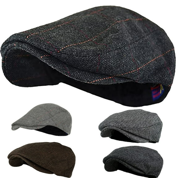 Unisex Soft Plaid Beret Casual Breathable Winter Warm Comfortable Headwear