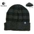thumbnail image 1 of Unisex Soft Warm Winter Beanie Plush-Lined Knit Striped Top-Solid Fold WN4596-4, 1 of 3
