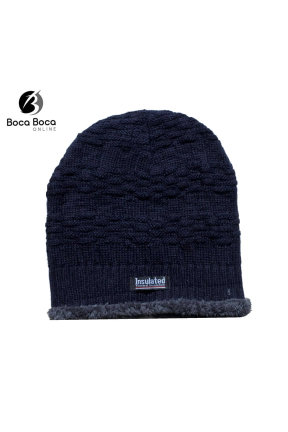 Unisex Soft Warm Winter Insulated Knitted Beanie Plush Fur Lining WN5692 -4