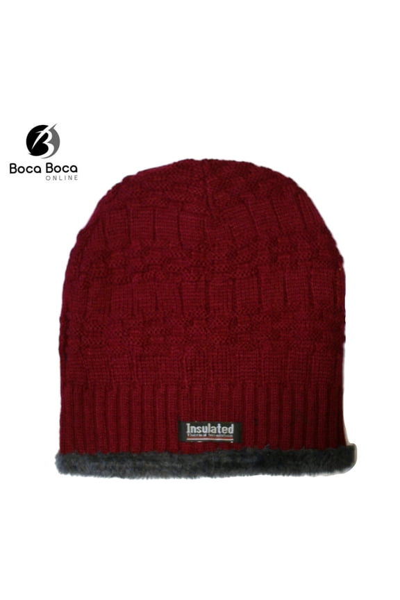 Unisex Soft Warm Winter Insulated Knitted Beanie with Plush Lining WN5692 -3