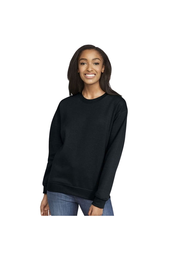 Unisex Softstyle Midweight Crewneck Long Sleeve Sweatshirt, 80/20 Cotton/Polyester Fleece Winter Sweter (Black , M)