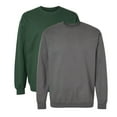 thumbnail image 1 of Unisex Softstyle Midweight Crewneck Long Sleeve Sweatshirt, 80/20 Cotton/Polyester Fleece Winter Sweter (Forest Green+Charcoal 2 Pcs, XL), 1 of 8