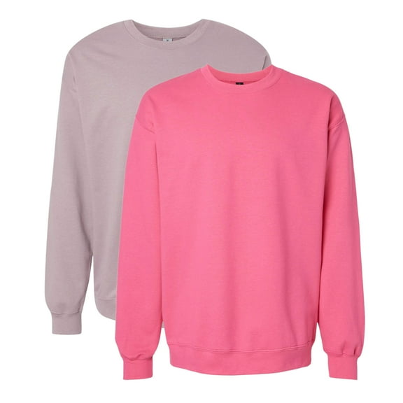 Unisex Softstyle Midweight Crewneck Long Sleeve Sweatshirt, 80/20 Cotton/Polyester Fleece Winter Sweter (Paragon Pink Lemonade 2 Pcs, XL)