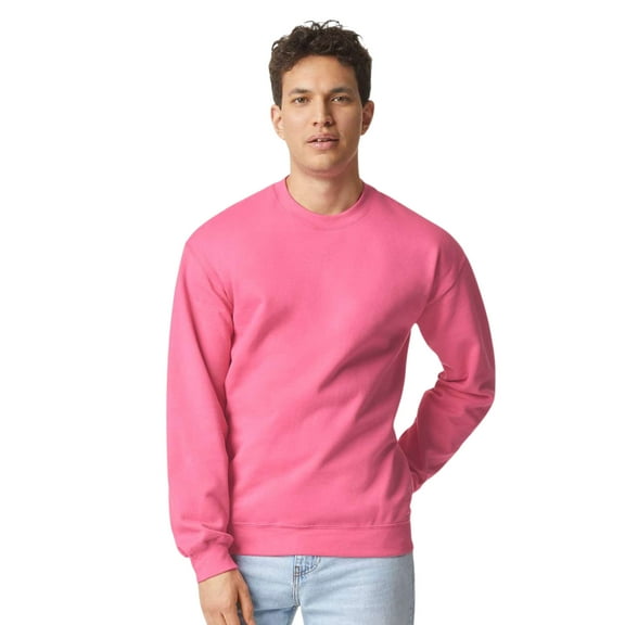 Unisex Softstyle Midweight Crewneck Long Sleeve Sweatshirt, 80/20 Cotton/Polyester Fleece Winter Sweter (Pink Lemonade , L)