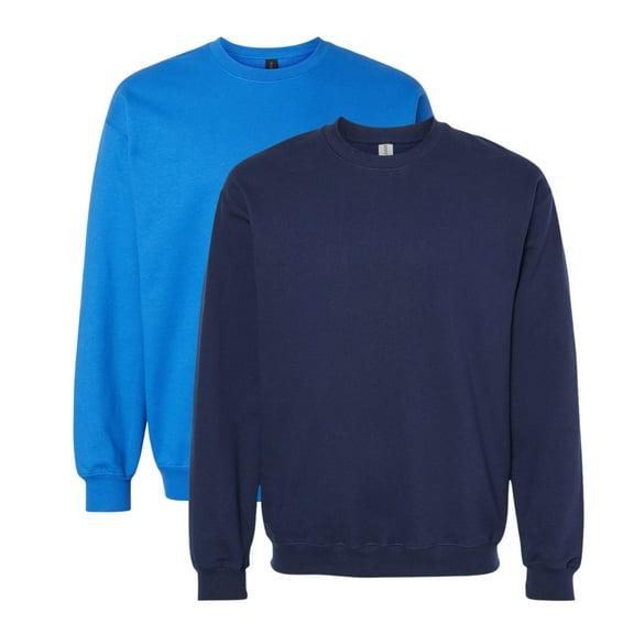 Unisex Softstyle Midweight Crewneck Long Sleeve Sweatshirt, 80/20 Cotton/Polyester Fleece Winter Sweter ( Royal Navy 2 Pcs, L)