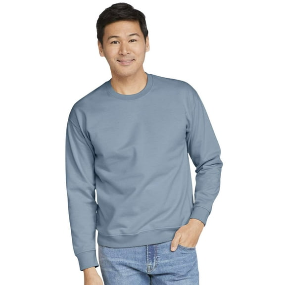 Unisex Softstyle Midweight Crewneck Long Sleeve Sweatshirt, 80/20 Cotton/Polyester Fleece Winter Sweter (Stone Blue , M)