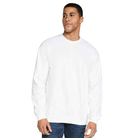 Unisex Softstyle Midweight Crewneck Long Sleeve Sweatshirt, 80/20 Cotton/Polyester Fleece Winter Sweter (White , 3XL)
