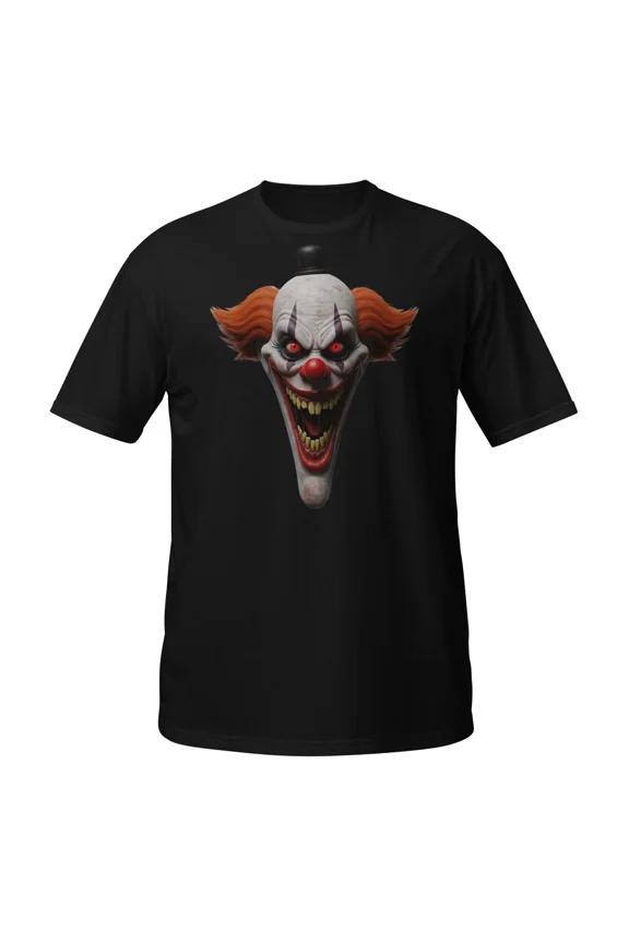Unisex Softstyle Sinister Evil Clown Graphic Horror Design Short Sleeve T-Shirt, up to Size 5XL