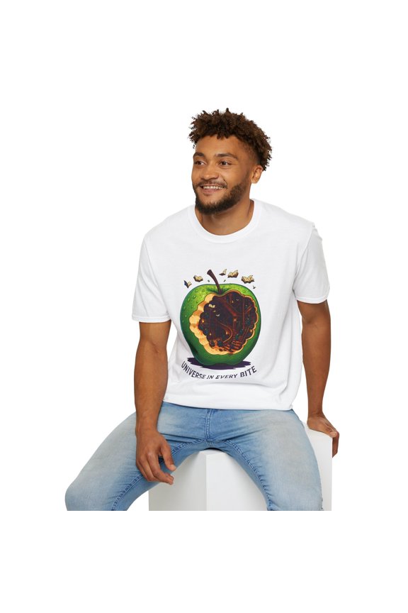 Unisex Softstyle T-Shirt Apple Library Knowledge Fantasy Surreal Book World