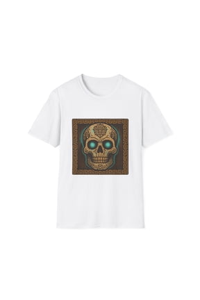 Unisex Softstyle T-Shirt Aztec Skull Sacred Stone Turquoise Ancient Temple