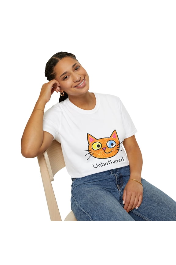 Unisex Softstyle T-Shirt Cat Cute Funny Sarcastic Crayon Doodle Cartoon Meme