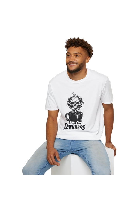Unisex Softstyle T-Shirt Coffee Skull Gothic Dark Humor Caffeine Spooky Grunge
