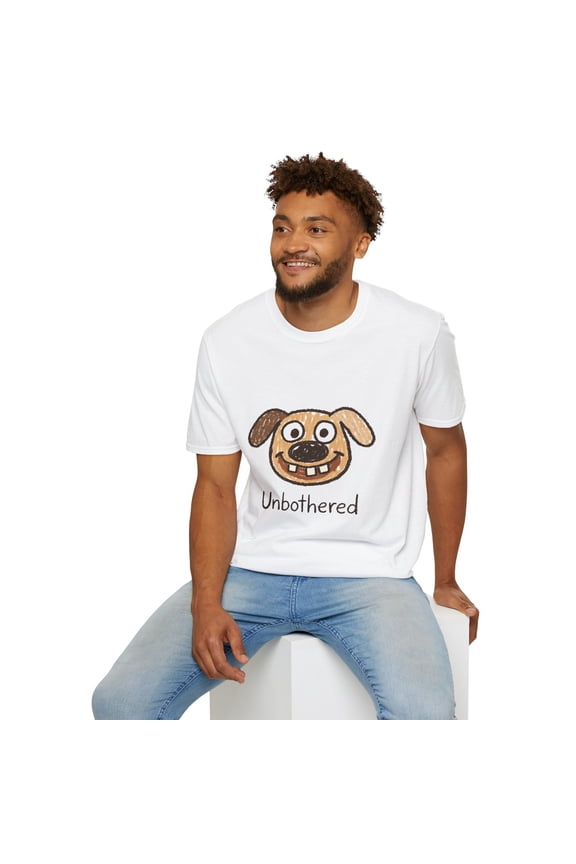 Unisex Softstyle T-Shirt Dog Crayon Doodle Cartoon Cute Funny Kids Humor Meme