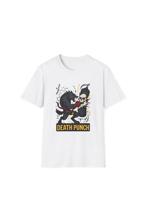 Unisex Softstyle T-Shirt Feral Wolf Fighter Brutalist Skull Punch Rage