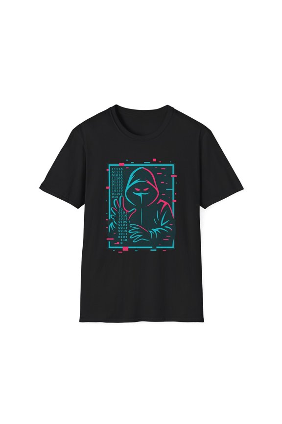Unisex Softstyle T-Shirt – Masked Hacker Graphic Tee, Rogue, Techcore Vibes