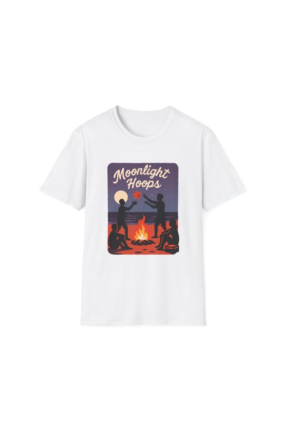 Unisex Softstyle T-Shirt Moonlight Basketball Beach Bonfire Friends