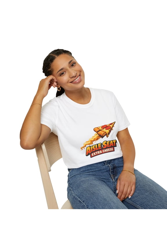 Unisex Softstyle T-Shirt Pizza Airplane Food Travel Flight Humor Design