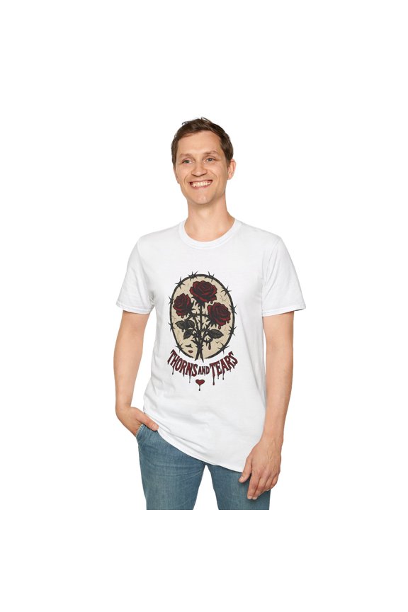 Unisex Softstyle T-Shirt Roses Barbed Wire Blood Heart Gothic Romance