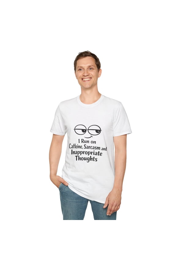 Unisex Softstyle T-Shirt Side Eye Smirk Sarcasm Caffeine Humor Quote Attitude