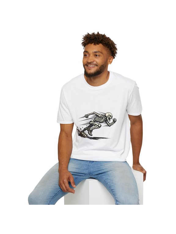 Unisex Softstyle T-Shirt Skeleton Sprinter Sprint Running Speed Motion Lines
