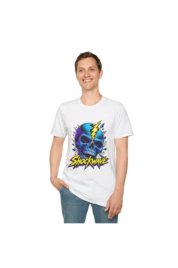 Unisex Softstyle T-Shirt Skull Lightning Comic Halftone Horror Pop Goth