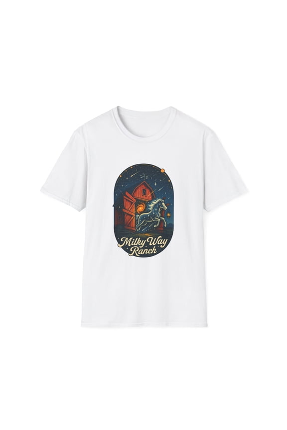 Unisex Softstyle T-Shirt Stardust Horse Galaxy Barn Ranch Cosmic Night Sky