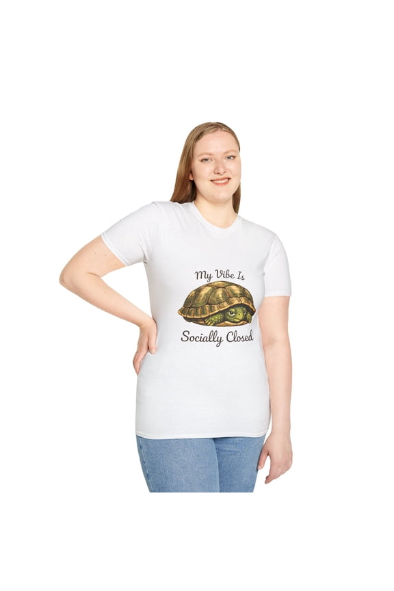 Unisex Softstyle T-Shirt Turtle Shell Hiding Introvert Funny Animal Humor