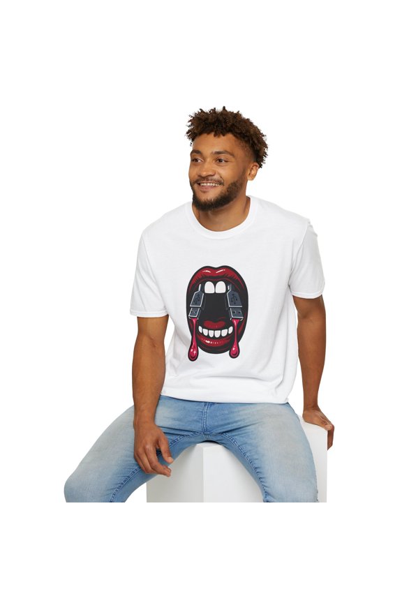 Unisex Softstyle T-Shirt Vampire USB Tech Horror Gothic Digital Fangs