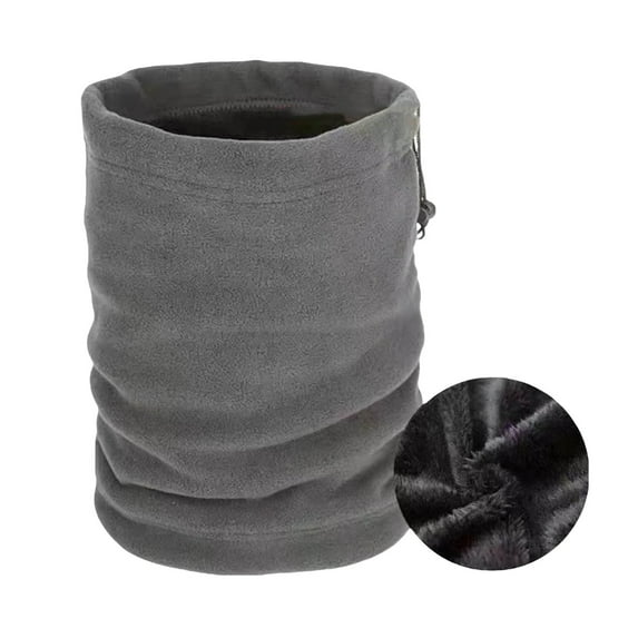 Unisex Soild 2-in-1 Neck Gaiter and Face Mask, Fleece Lined Windproof Balaclava for Cold Weather, Thickened Scarf for Outdoor Winter Grey